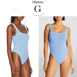 Hunza G Square Neck One Piece in Cornflower Blue OS NWT 255$